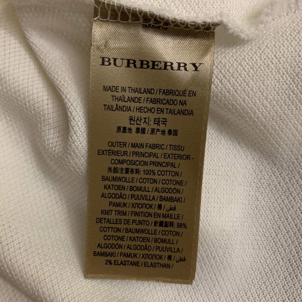 Burberry White Polo with Signature Check Trim - Picture 7 of 9